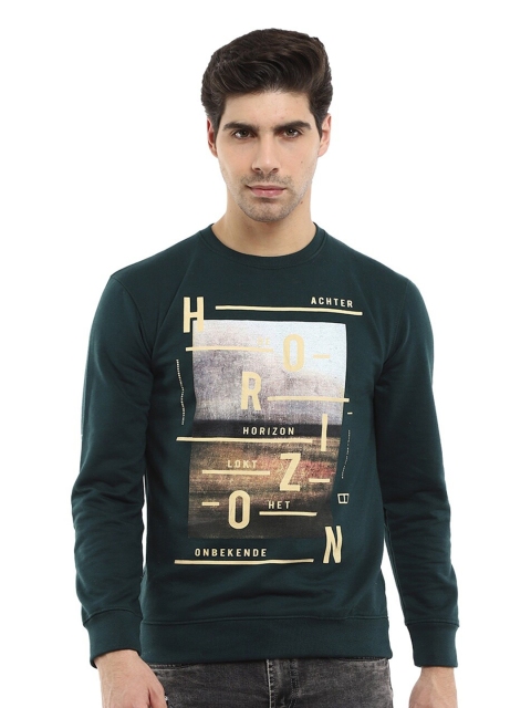 

V-Mart Men Green Printed Hooded Sweatshirt