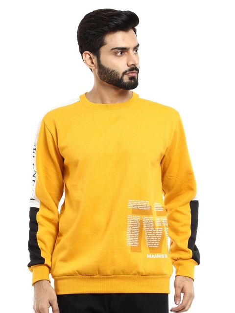 

V-Mart Men Mustard Printed Hooded Sweatshirt