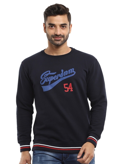 

V-Mart Men Navy Blue Printed Hooded Sweatshirt