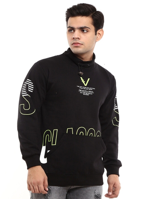 

V-Mart Men Black Printed Hooded Sweatshirt