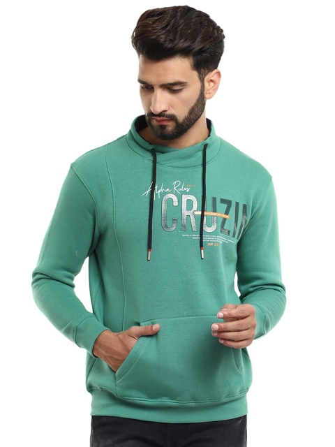 

V-Mart Men Green Printed Hooded Sweatshirt