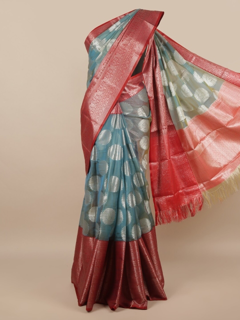 

Pothys Blue & Red Ethnic Motifs Zari Saree