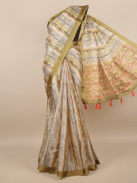 

Pothys Cream-Coloured & Beige Saree