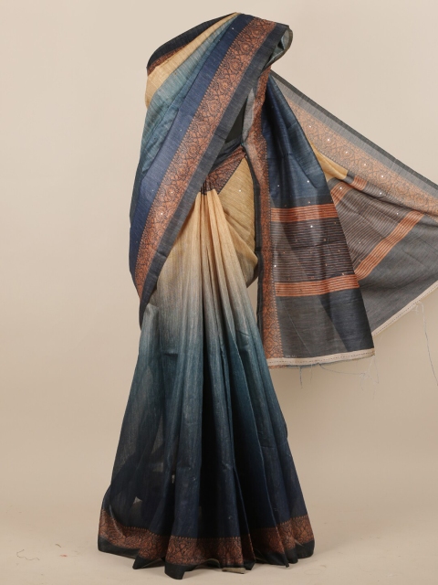 

Pothys Blue & Beige Ombre Jute Silk Saree