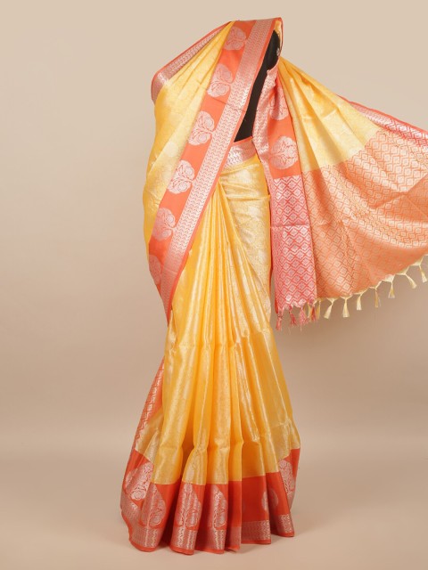 

Pothys Yellow & Orange Woven Design Zari Saree