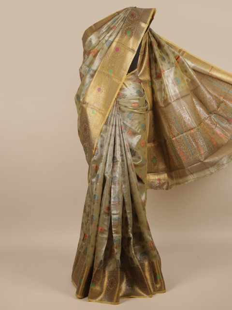 

Pothys Grey & Gold-Toned Floral Saree