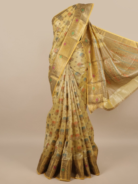 

Pothys Yellow & Orange Woven Design Zari Saree