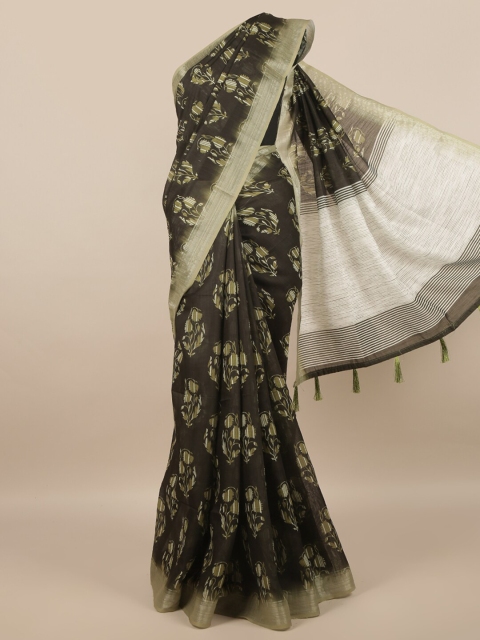 

Pothys Green & White Ethnic Motifs Zari Saree