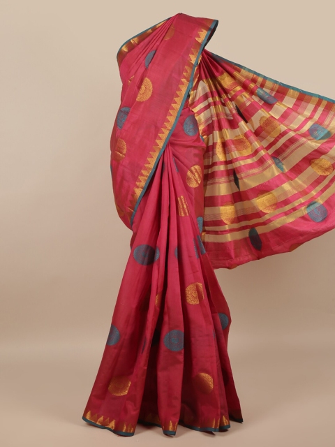 

Pothys Pink & Blue Woven Design Zari Jute Silk Saree