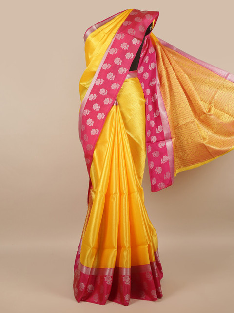 

Pothys Yellow & Fuchsia Woven Design Zari Saree