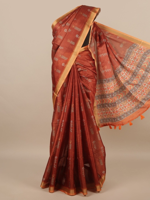 

Pothys Maroon & Grey Ethnic Motifs Printed Saree