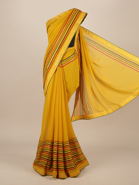 

Pothys Mustard & Red Striped Saree
