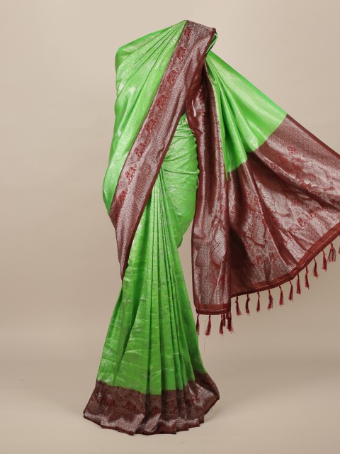 

Pothys Green & Purple Ethnic Motifs Zari Jute Silk Saree