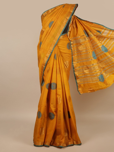 

Pothys Yellow & Green Woven Design Jute Silk Saree