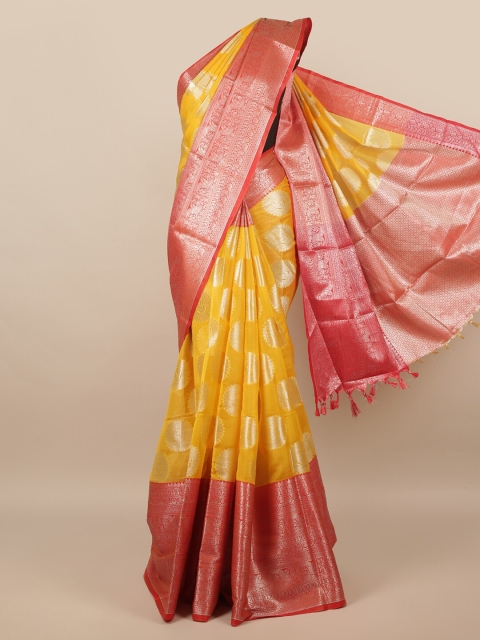 

Pothys Yellow & Red Ethnic Motifs Zari Saree