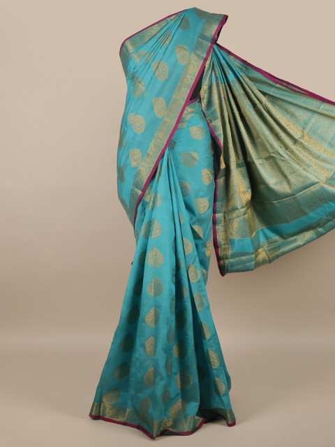 

Pothys Blue & Magenta Woven Design Zari Jute Silk Saree