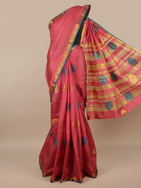 

Pothys Pink & Blue Ethnic Motifs Jute Silk Saree