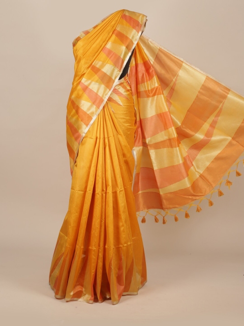 

Pothys Mustard & Orange Woven Design Zari Jute Silk Saree