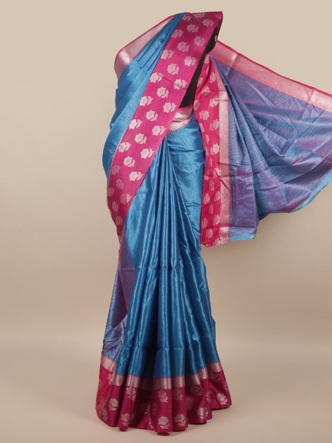 

Pothys Blue & Pink Ethnic Motifs Zari Saree