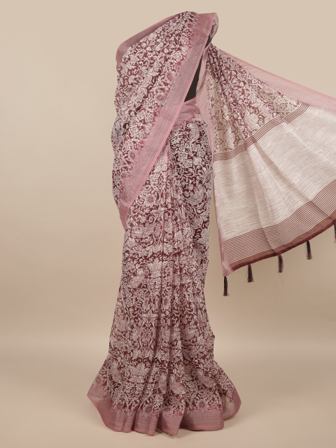 

Pothys Purple & White Floral Zari Saree