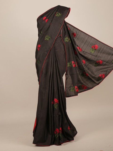 

Pothys Coffee Brown & Green Floral Jute Silk Saree