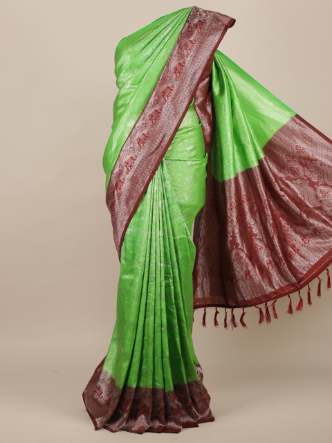 

Pothys Green & Maroon Woven Design Jute Silk Saree