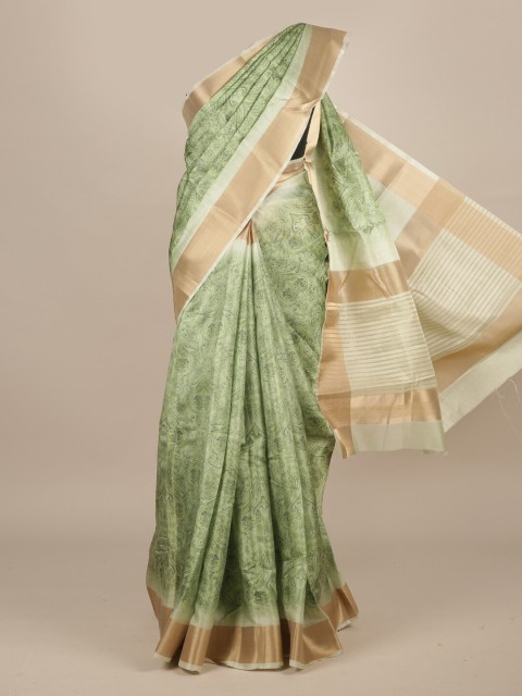 

Pothys Green & Beige Ethnic Motifs Jute Silk Saree