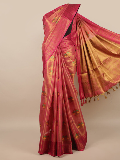 

Pothys Pink & Yellow Floral Saree