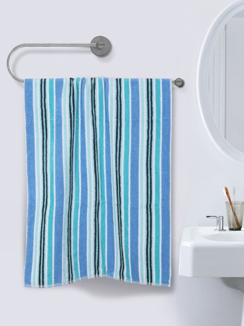 

ROMEE Blue & White Striped 500 GSM Cotton Bath Towel