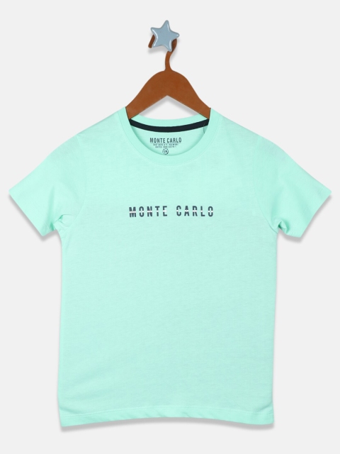 

Monte Carlo Boys Sea Green Typography Pure Cotton T-shirt