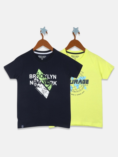 

Monte Carlo Boys Pack Of 2 Black & Yellow Graphic Printed T-shirt