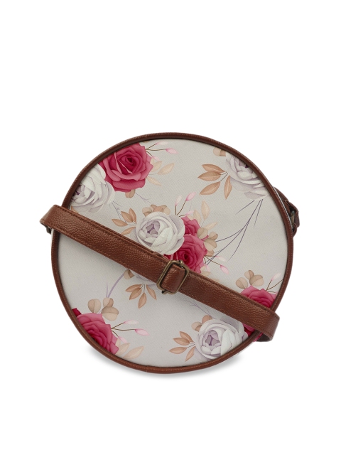 

Crazy Corner Grey Floral Printed Half Moon Sling Bag