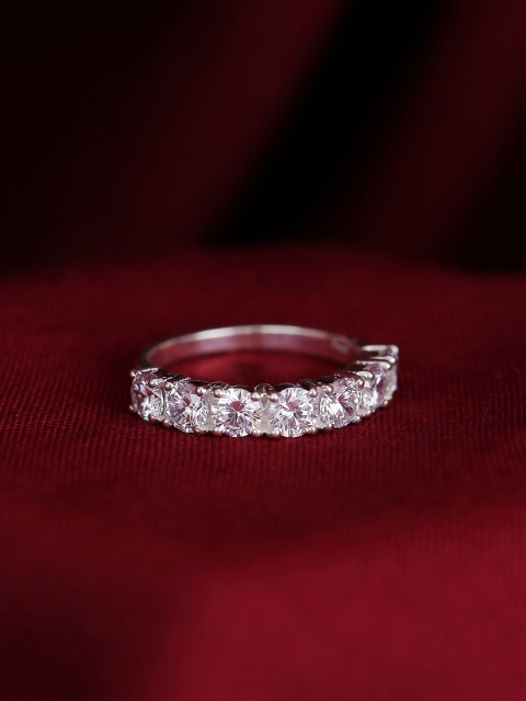 

Hiara Jewels Silver-Plated & White Cubic Zirconia Studded Finger Ring