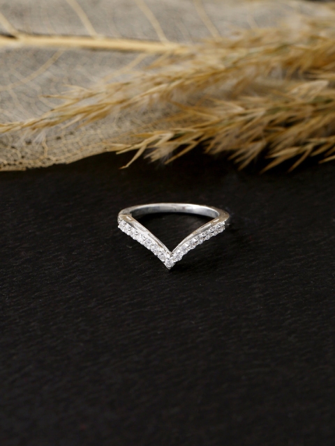 

Hiara Jewels 925 Sterling Silver & Silver-Plated & White CZ-Studded Finger Ring