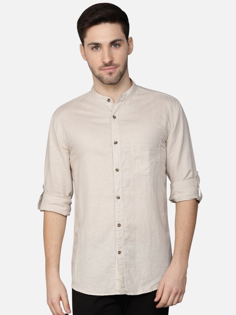 

Callino London Men Beige Solid Standard Slim Fit Semiformal Shirt