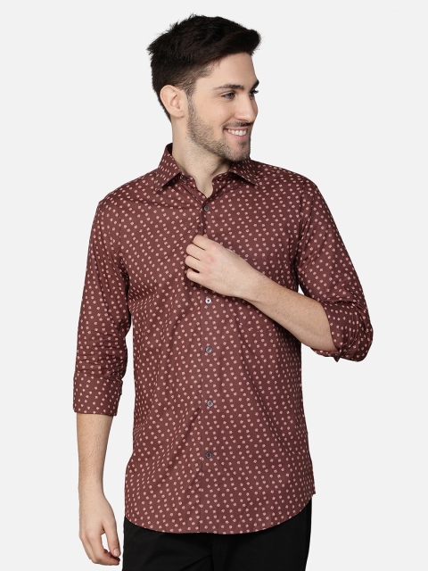 

Callino London Men Burgundy Standard Abstract Printed Cotton Casual Shirt