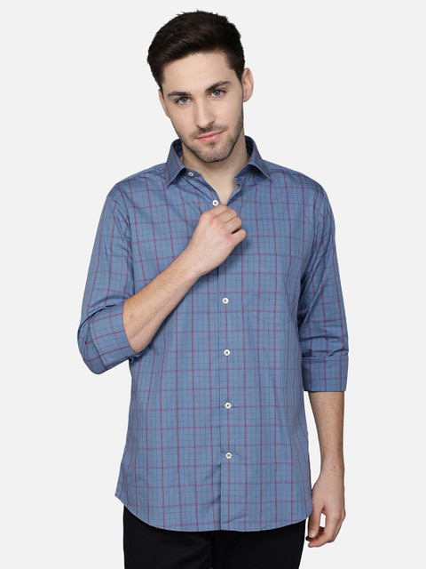 

Callino London Men Blue Standard Checked Semiformal Shirt