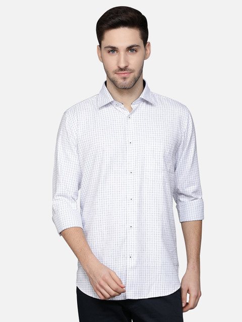 

Callino London Men White Standard Grid Tattersall Checked Regular Fit Cotton Casual Shirt