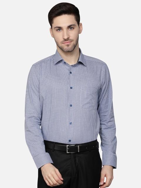 

Callino London Men Blue Standard Regular Fit Micro Checked Cotton Formal Shirt