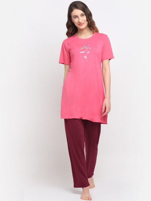 

Kanvin Women Pink & Burgundy Night suit