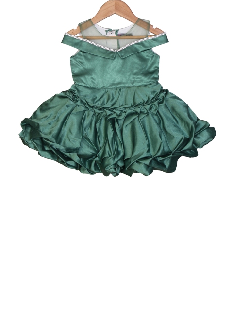 

Enfance Green Satin Solid Dress