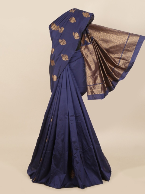 

Pothys Navy Blue & Gold-Toned Woven Design Art Silk Saree