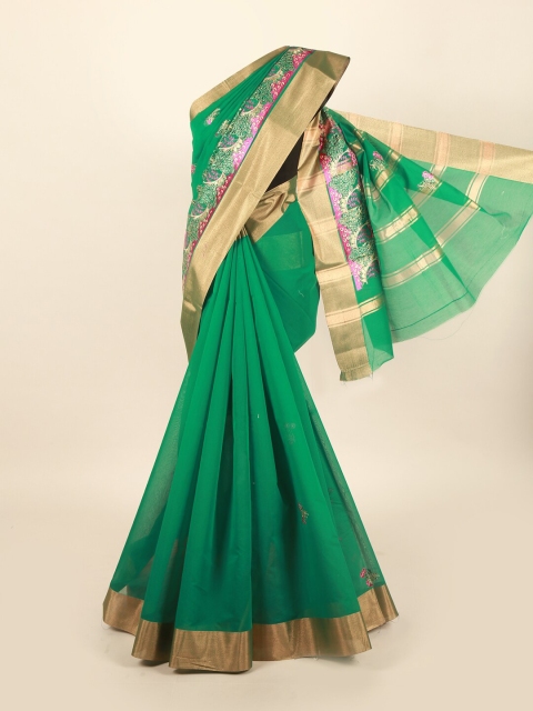 

Pothys Green Ethnic Motifs Silk Cotton Saree