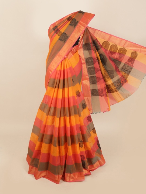 

Pothys Yellow & Pink Ethnic Motifs Zari Saree