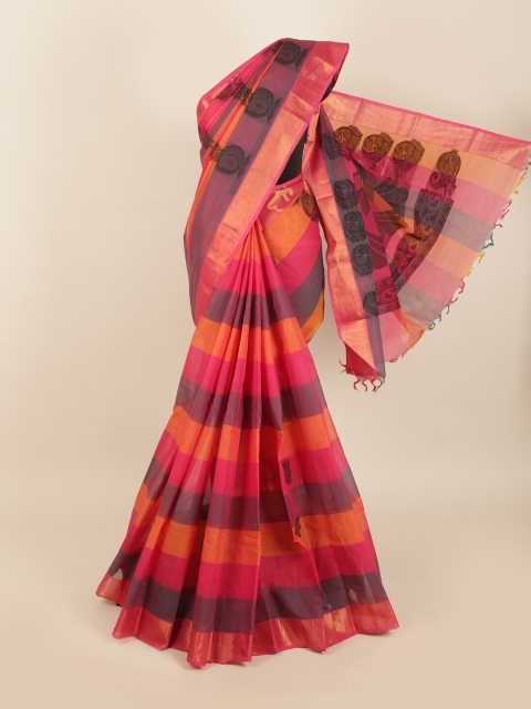 

Pothys Multicoloured Ethnic Motifs Cotton Blend Saree, Multi