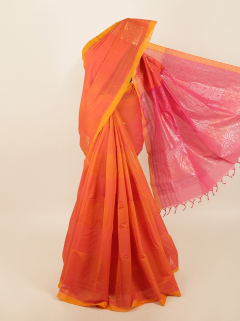 

Pothys Orange & Pink Ethnic Motifs Cotton Blend Saree