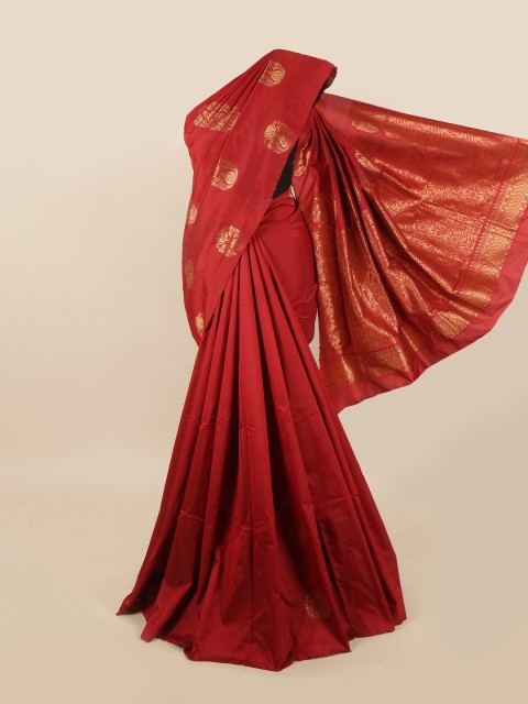 

Pothys Maroon & Gold-Toned Woven Design Art Silk Saree
