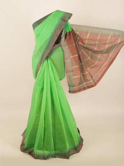 

Pothys Green & Brown Zari Silk Cotton Saree