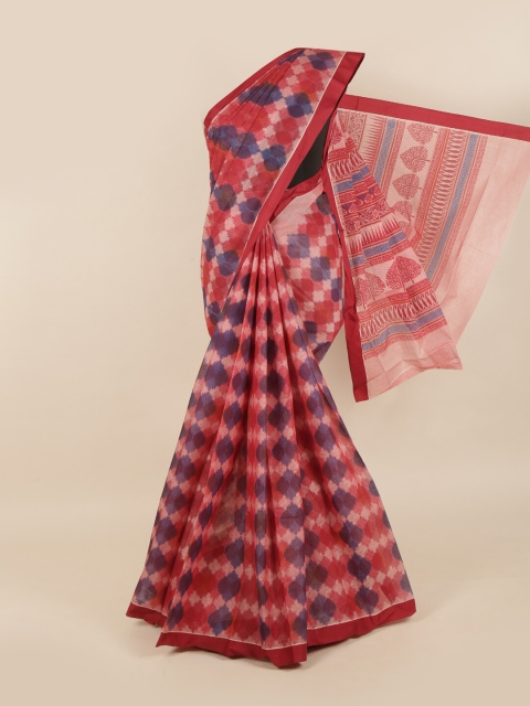 

Pothys Maroon & Blue Geometric Saree