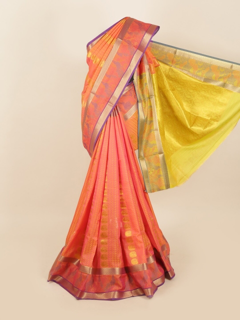 

Pothys Pink & Yellow Ethnic Motifs Zari Art Silk Saree